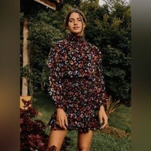 FARM Rio Black Ikat Leopard Mini Dress